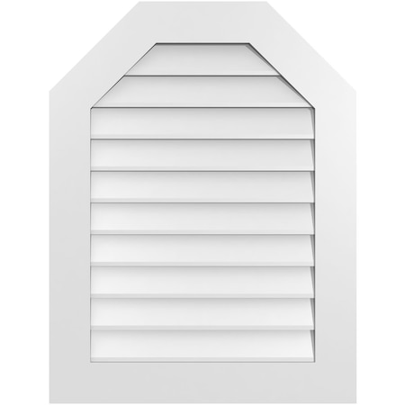 Ekena Millwork Octagonal Top Surface Mount PVC Gable Vent w/ 3-1/2"W x 1"P Standard Frame, 26"W x 34"H GVPOT26X3401SN